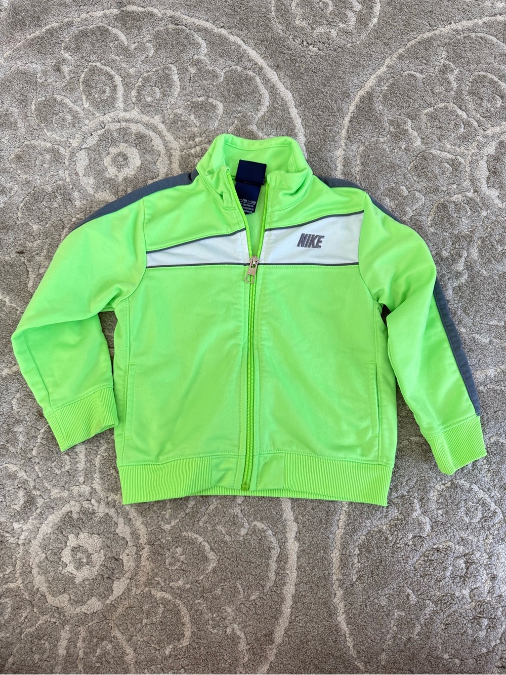 Nike Neon Green and Gray Kids Full-Zip Track Jacket